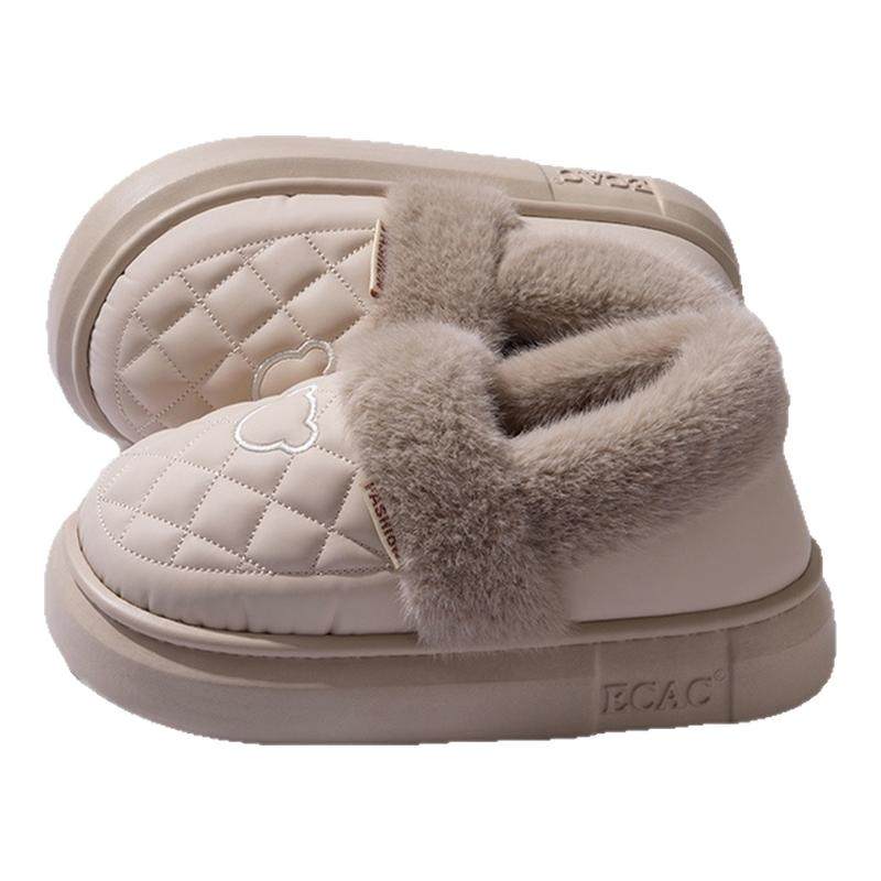 防水棉拖鞋女包跟冬季保暖室内家居2025新款厚底加绒棉鞋男士外穿