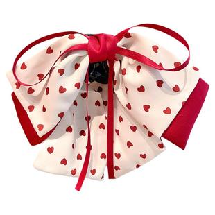 新年女童在逃公主头饰过年小女孩红色蝴蝶结发夹儿童盘发抓夹发饰