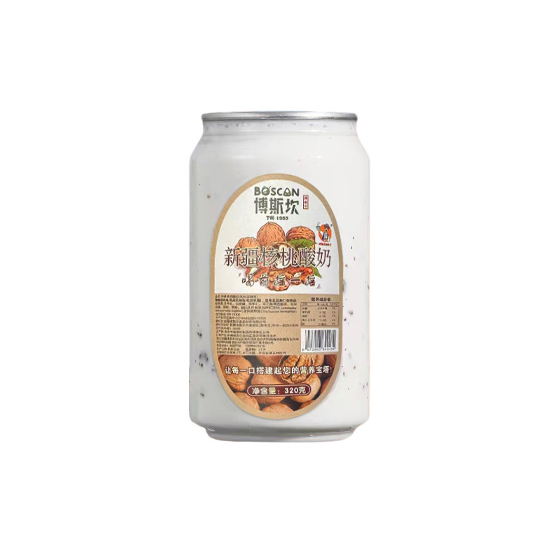 博斯坎冰水王新疆核桃酸奶土酸奶风味酸奶生牛乳320g*6罐顺丰空运