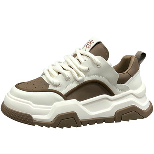 保暖男鞋2025秋冬新款加绒小白鞋百搭潮厚底增高运动休闲老爹棉鞋