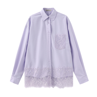 CUBIC气质蕾丝拼接衬衫