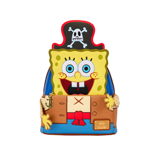 Loungefly海绵宝宝正版周边海盗造型压纹刺绣双肩包卡通迷你背包