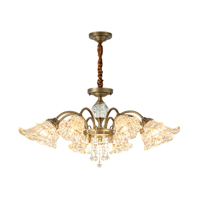 法式客厅吊灯水晶灯美式复古全铜