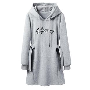 颜域时尚绣花连帽卫衣女款2026新款春季高级感美式中长款宽松上衣