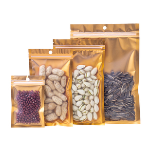 双面金阴阳自封袋铝箔半透明平底密封口袋零食品分装袋礼品包装袋