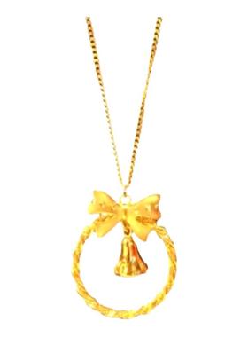 18K金圣诞蝴蝶结铃铛项链