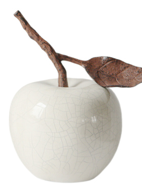 苹果和梨冰裂纹陶瓷水果摆件