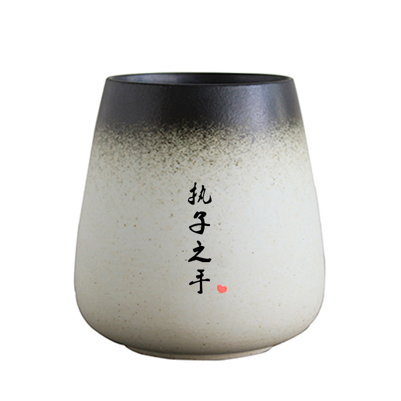 结婚礼物陶瓷杯情侣杯子一对高级感马克杯带盖勺刻字定制纪念品