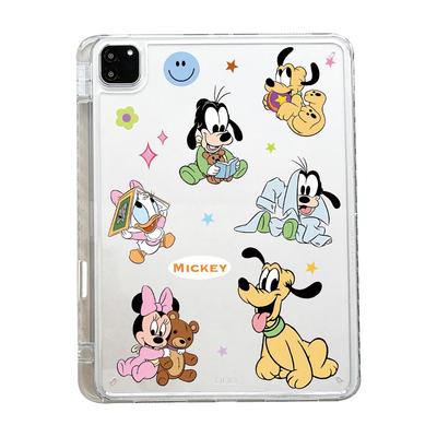 超创意透明适用无盖ipadair45保护壳mini67带笔槽第10/11代A16全包pro11Air11可爱小狗2021款10.2寸亚克力9.7