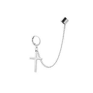 耳骨夹经典十字架耳链男士朱星杰同款耳环个性原宿风耳环钛钢耳饰