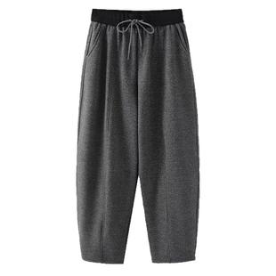 宛宛大码胖mm弯刀运动裤女秋冬2026新款加绒宽松休闲香蕉阔腿裤子