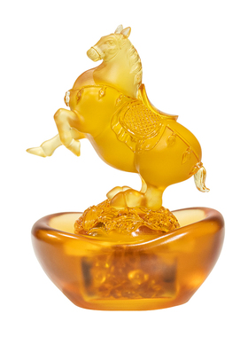 柏梵古法琉璃马上有钱摆件招财