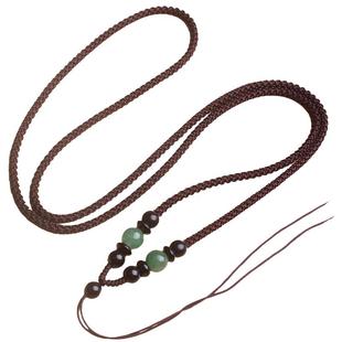 高端手工平安扣玉佩绳油青翡翠玉坠项链绳子男女菩提挂件项链挂绳