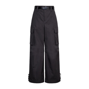 婉甸2026春季新品黑色/岩石灰工装裤长款高腰直筒裤1251P08SX4