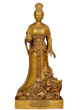 人王伏羲站女娲铜像摆件黄铜