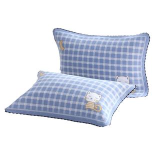 纱布纯棉加厚儿童枕套透气吸汗中号学生卡通枕芯套内胆套35x55cm