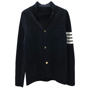 tb毛衣开衫秋冬季针织外套男羊毛西装羊毛翻领夹克短款加厚外穿潮