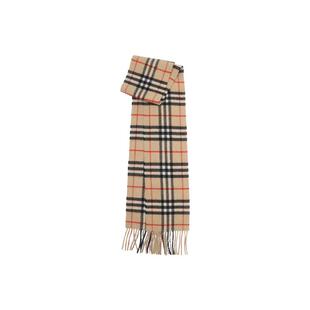 【自营】BURBERRY/博柏利女士格纹山羊绒窄款百搭流苏长围巾