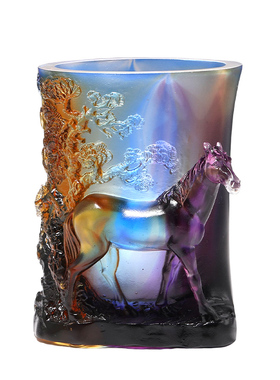 古东东琉璃生肖马笔筒招财定制