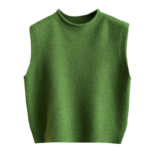 半高领叠穿针织背心马甲女2025新款宽松百搭洋气无袖坎肩毛衣背心