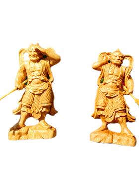 木雕千里眼顺风耳雕刻摆件