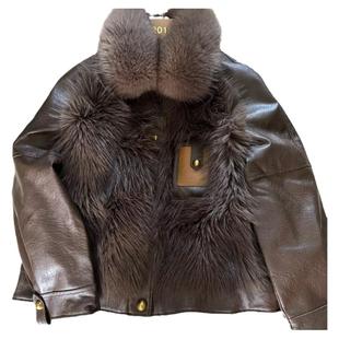 清仓海宁皮草短款狐狸毛皮草外套女皮毛一体保暖加厚派克服秋冬款