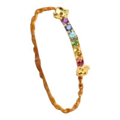 纯银镶嵌彩虹云朵饰品百搭戒指