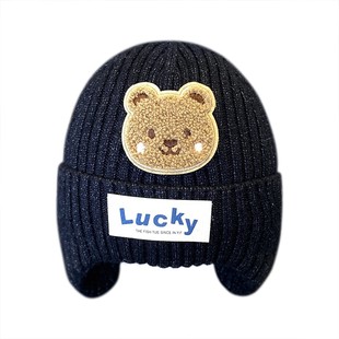 2025新款男童帽子秋冬针织毛线儿童宝宝帽冬季防风男孩护耳保暖冬