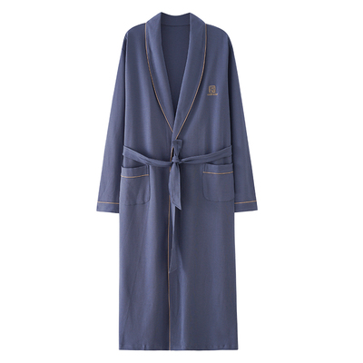 【芬腾】100%纯棉睡袍男春秋款