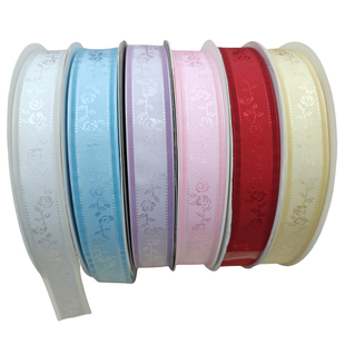 三顶织带2.5cm8分绣花纱带D3-33高档花纹刺绣雪纱带服装帽子装饰