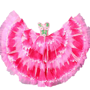 新款现代开场舞大摆裙花开盛世长裙表演出服装伴舞蹈花瓣裙中国风