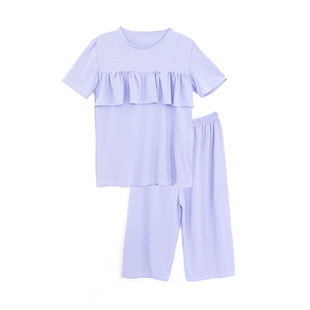 女童家居服睡衣防凸点莫代尔薄款春夏中大童学生可外穿空调服套装