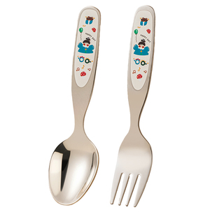 316不锈钢儿童勺子个人专用食品级宝宝自主进食辅食勺元宝勺叉子