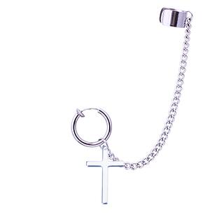 钛钢耳链连体耳环男耳钉十字架气质韩国个性简约百搭耳骨耳夹耳饰