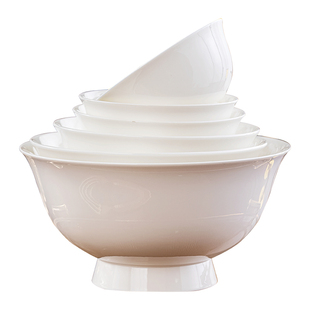 景德镇纯白色骨瓷饭碗防烫高足碗家用陶瓷碗米饭碗白瓷小汤碗面碗