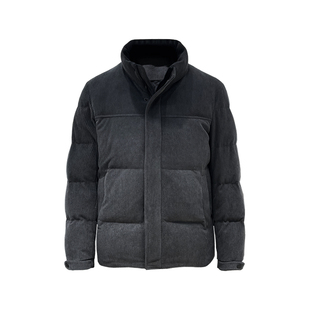 工厂店代买热销新款条绒羽绒服 男士商务时尚立领白鸭绒短外套