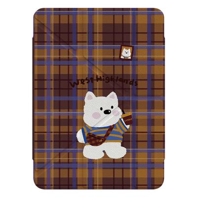 秋冬棕色格子狗狗适用苹果平板壳