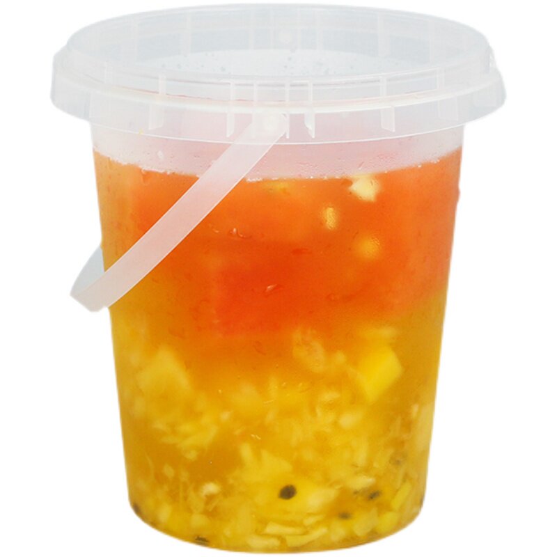 网红1000ml一桶水果茶桶杯子一次性商用霸王桶1L大容量手提奶茶桶