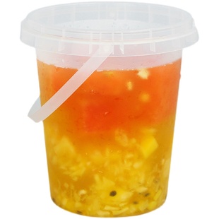 网红1000ml一桶水果茶桶杯子一次性商用霸王桶1L大容量手提奶茶桶