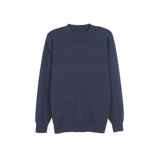 海尔曼斯秋冬男士半高领精纺羊绒衫长袖条纹厚毛衣休闲保暖针织衫