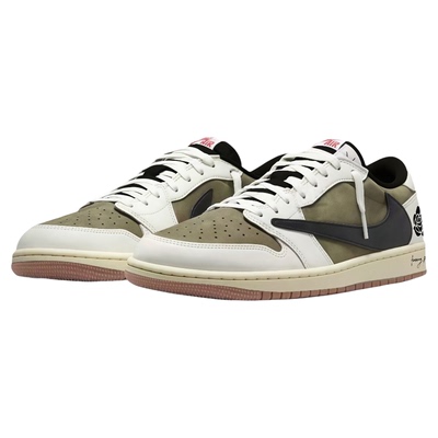 定制球鞋 TravisScott x Jordan AirJordan AJ1浅草柔粉倒钩球鞋