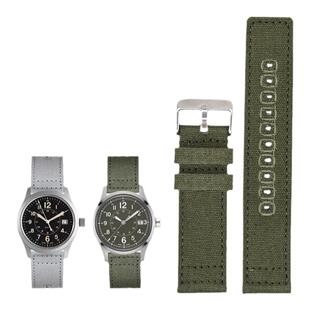 尼龙帆布编织表带绣花孔快拆18/19/20/22/24mm通用手表带军绿黑色