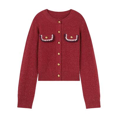 秋水伊人圆领小香风绵羊毛毛衣