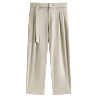 【内里加绒】太平鸟男装休闲裤25冬季新款质感宽松阔腿磨毛西裤