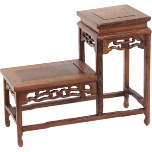 红木紫砂壶架子茶具架小博古架置物架鸡翅木实木高低小多宝阁底座