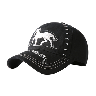 CACUSS马年限定帽子女春季2026新款刺绣鸭舌帽纯棉软顶复古棒球帽