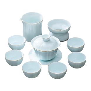 高端德化白瓷羊脂玉茶具套装家用盖碗客厅轻奢华茶杯陶瓷泡茶小套