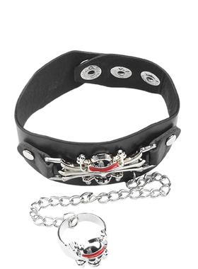 活力俏皮可爱朋克戒指手链一体链