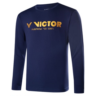 2025秋冬新款victor胜利羽毛球服长袖T恤男款速干保暖运动服健身