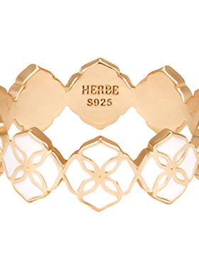 HERBE合璧 白瓷柿蒂戒指 细版 冷珐琅东方白 纹样手工拉丝工艺